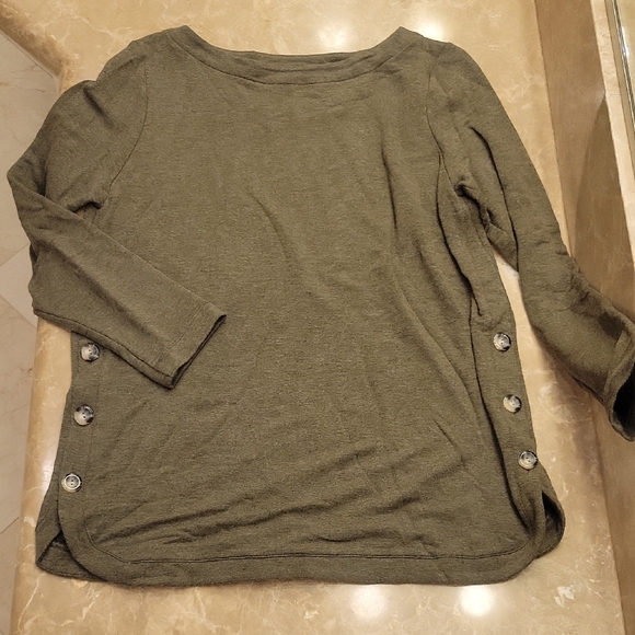 J. Jill Tops - J. Jill Sage Olive Green Top with Side Buttons, S